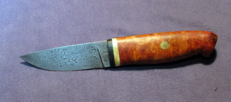 Rose-pattern Damascus knife, finished project