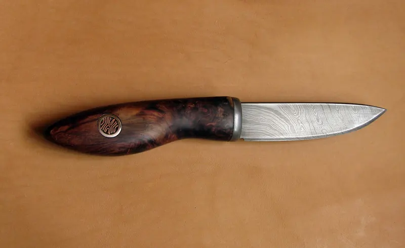 Twisted Damascus knife, finished project
