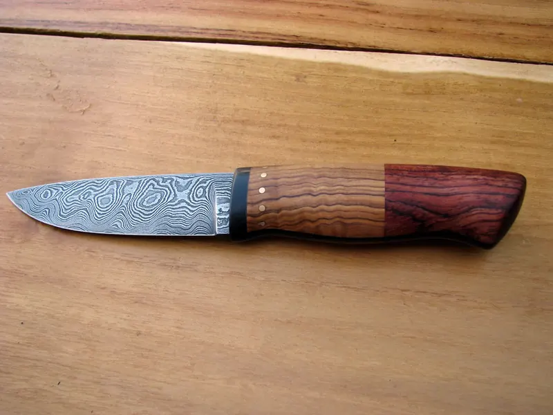Wave Damascus knife, finished project